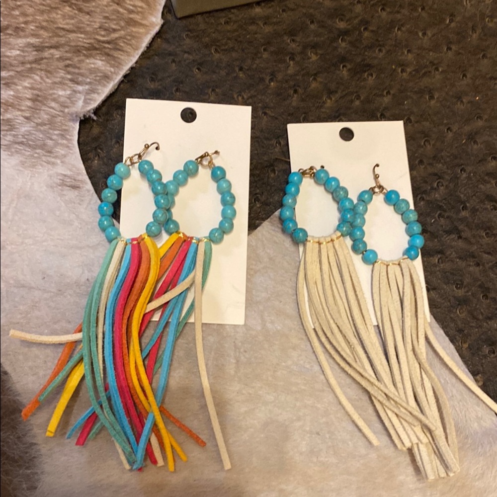 TREND LAB WOMEN'S RING TASSEL GOLD SET EARRINGS